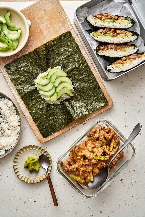 Mongolian beef seaweed rice wraps