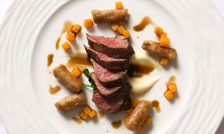 Monica Galetti's loin of venison with walnut gnocchi and chocolate sauce