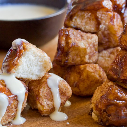 Monkey bread with bourbon crème Anglaise