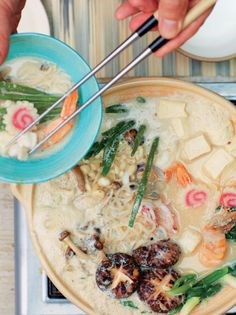 Monkfish & seafood nabe hotpot with a creamy white miso & soya milk broth