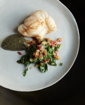 Monkfish, oysters and chard