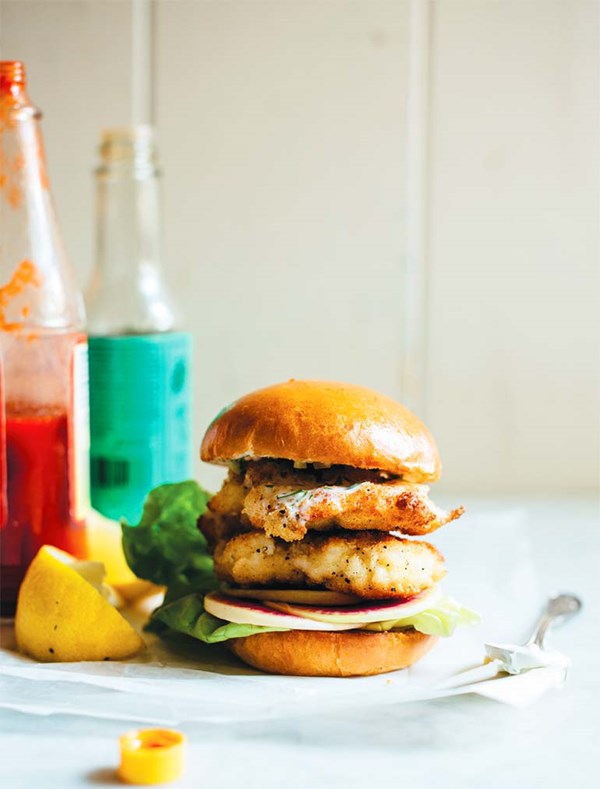 Monkfish sliders with herbed cream
