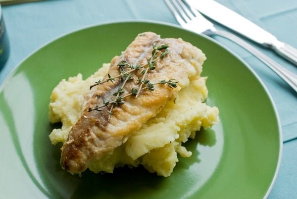 Monkfish with mashed potatoes and thyme