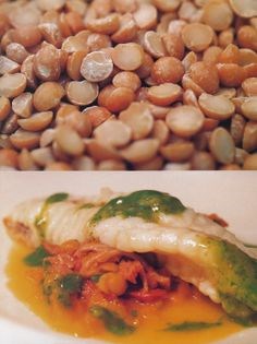 Monkfish with split peas