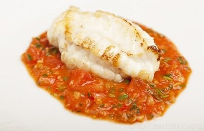 Monkfish with tomato, ginger and garlic