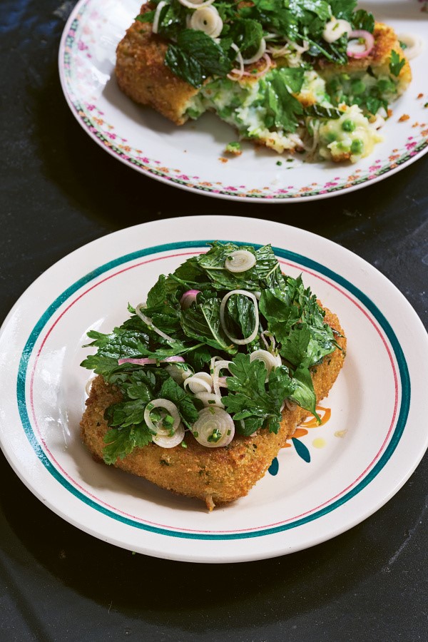 Monster pea and potato croquettes