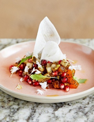 Mooli and pomegranate ceviche