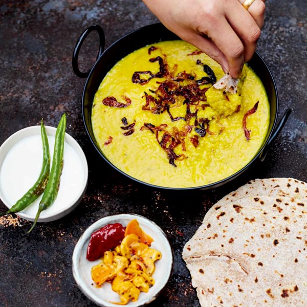 Moong dal with a garlic and cumin tarka