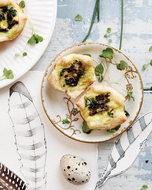 Morel & spinach mini quiches