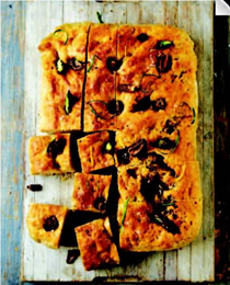 Morel, wild garlic and asparagus focaccia