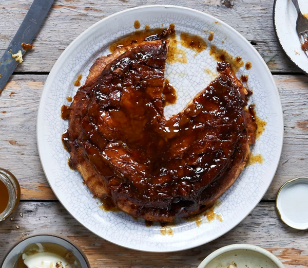 Morning bread pudding with salted caramel