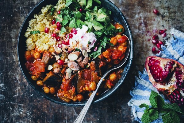 Moroccan aubergine & chickpea stew