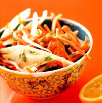 Moroccan carrot and chickpea salad with dried plums and toasted cumin vinaigrette