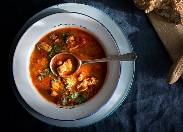 Moroccan chicken and chickpea soup
