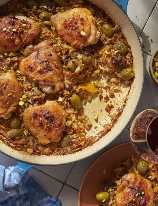 Moroccan chicken and rice with dates and olives