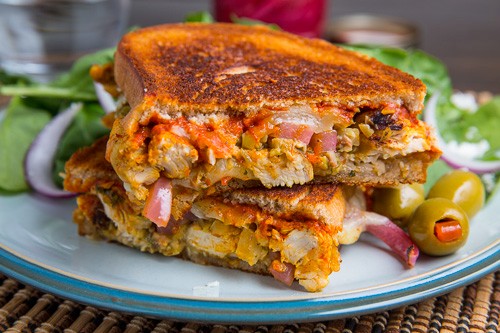 Moroccan chicken Manchego melt