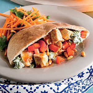 Moroccan chicken salad pitas