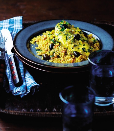 Moroccan chicken stew with lemon and olives