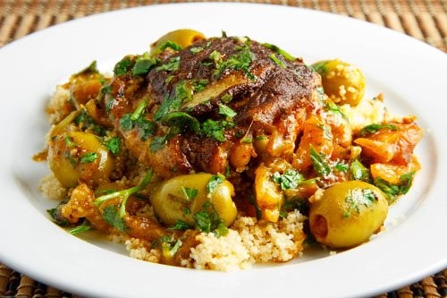 Moroccan chicken tagine with olives and preserved lemons