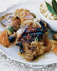 Moroccan chicken with apricot-and-olive relish