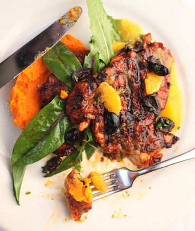 Moroccan chicken with carrot purée