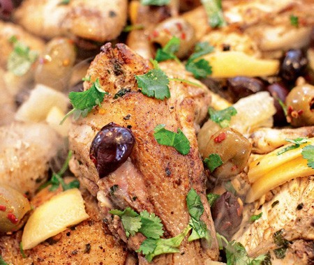 Moroccan chicken with olives and preserved lemons