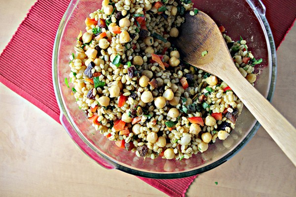 Moroccan chickpea barley salad