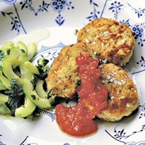 Moroccan fish cakes, minted cucumber salad and hot sauce