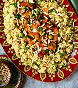 Moroccan-flavored tofu with apricots and olives