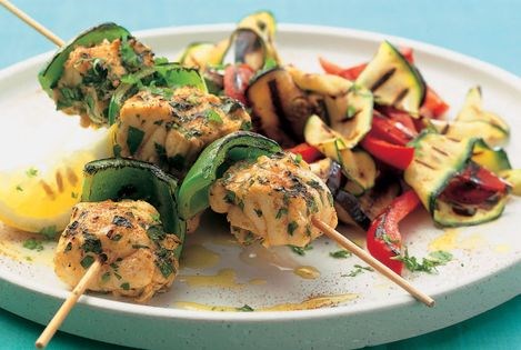 Moroccan grilled fish brochettes