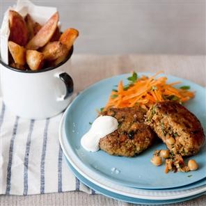 Moroccan lamb, chickpea and carrot burgers