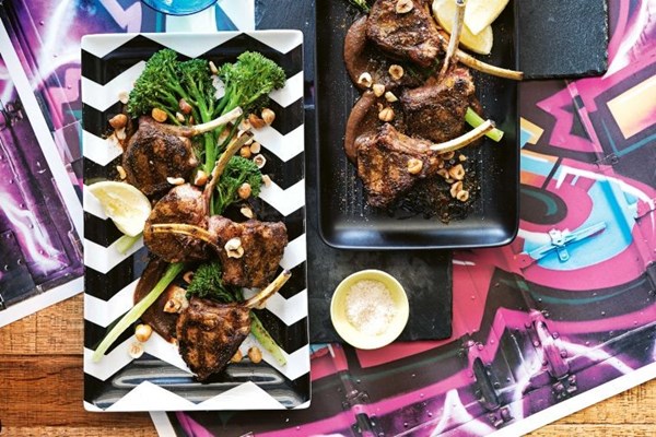 Moroccan lamb cutlets with broccolini