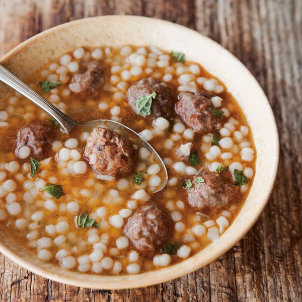 Moroccan lamb meatball & couscous soup
