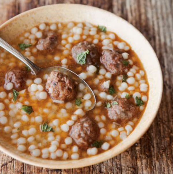 Moroccan lamb meatball & couscous soup