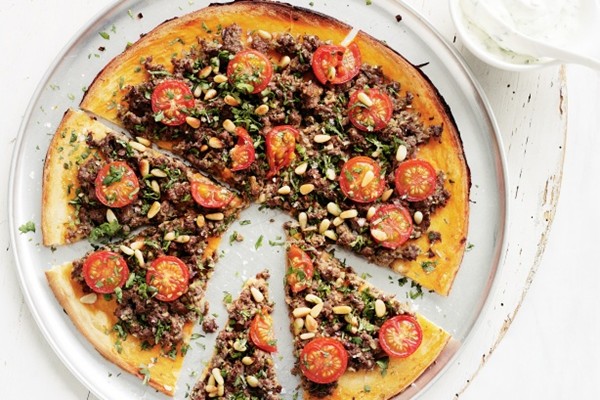 Moroccan lamb pizza