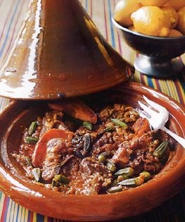 Moroccan lamb, quince, and baby okra tagine