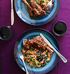 Moroccan lamb shanks with roast beetroot and walnut couscous