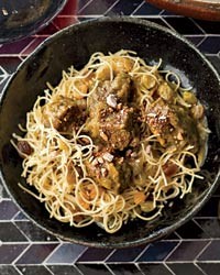 Moroccan lamb stew with noodles