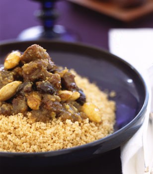 Moroccan lamb tagine with raisins, almonds, and honey