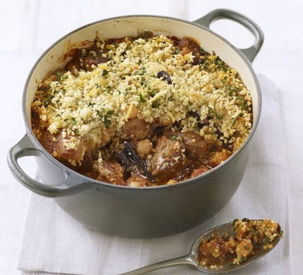 Moroccan lamb with couscous crust