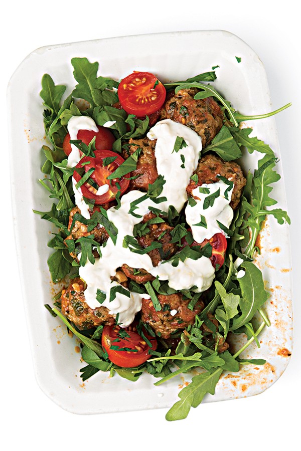 Moroccan meatballs with arugula