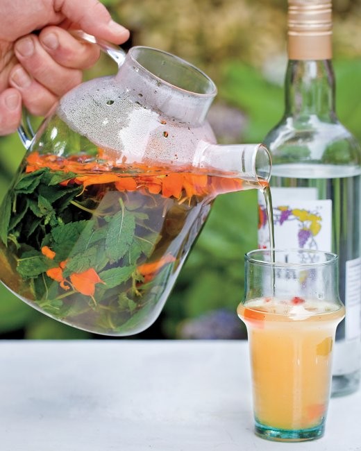 Moroccan mint tea with arak and marigolds