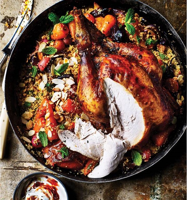 Moroccan roast chicken with root vegetable couscous
