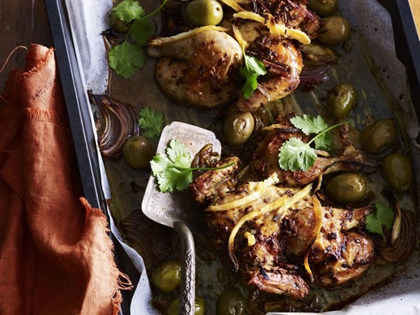 Moroccan roast chickens