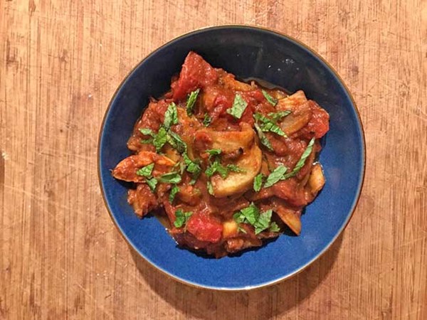 Moroccan roasted eggplant salad (Zaalouk)