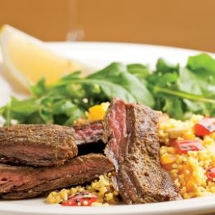 Moroccan skirt steak with roasted pepper couscous