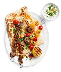 Moroccan-spiced beef and tomato kebabs