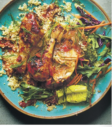 Moroccan-spiced chicken with couscous & salad