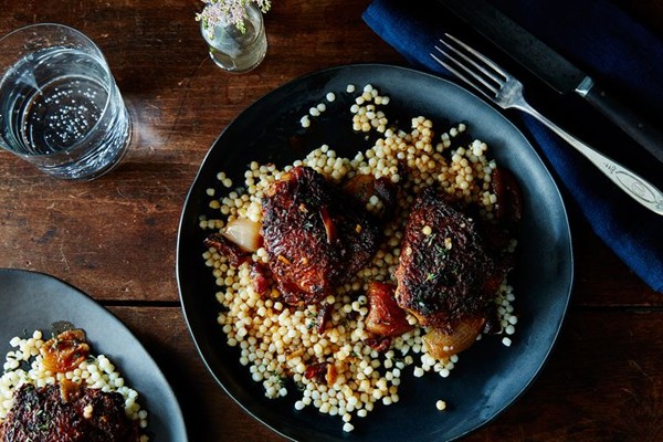 Moroccan-spiced chicken with dates and shallots