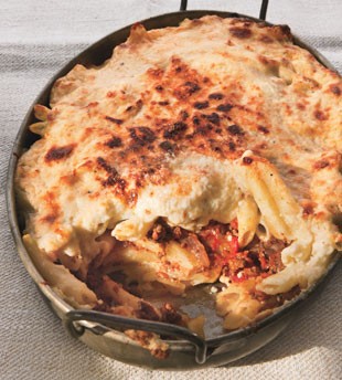 Moroccan-spiced pastitsio with lamb and feta